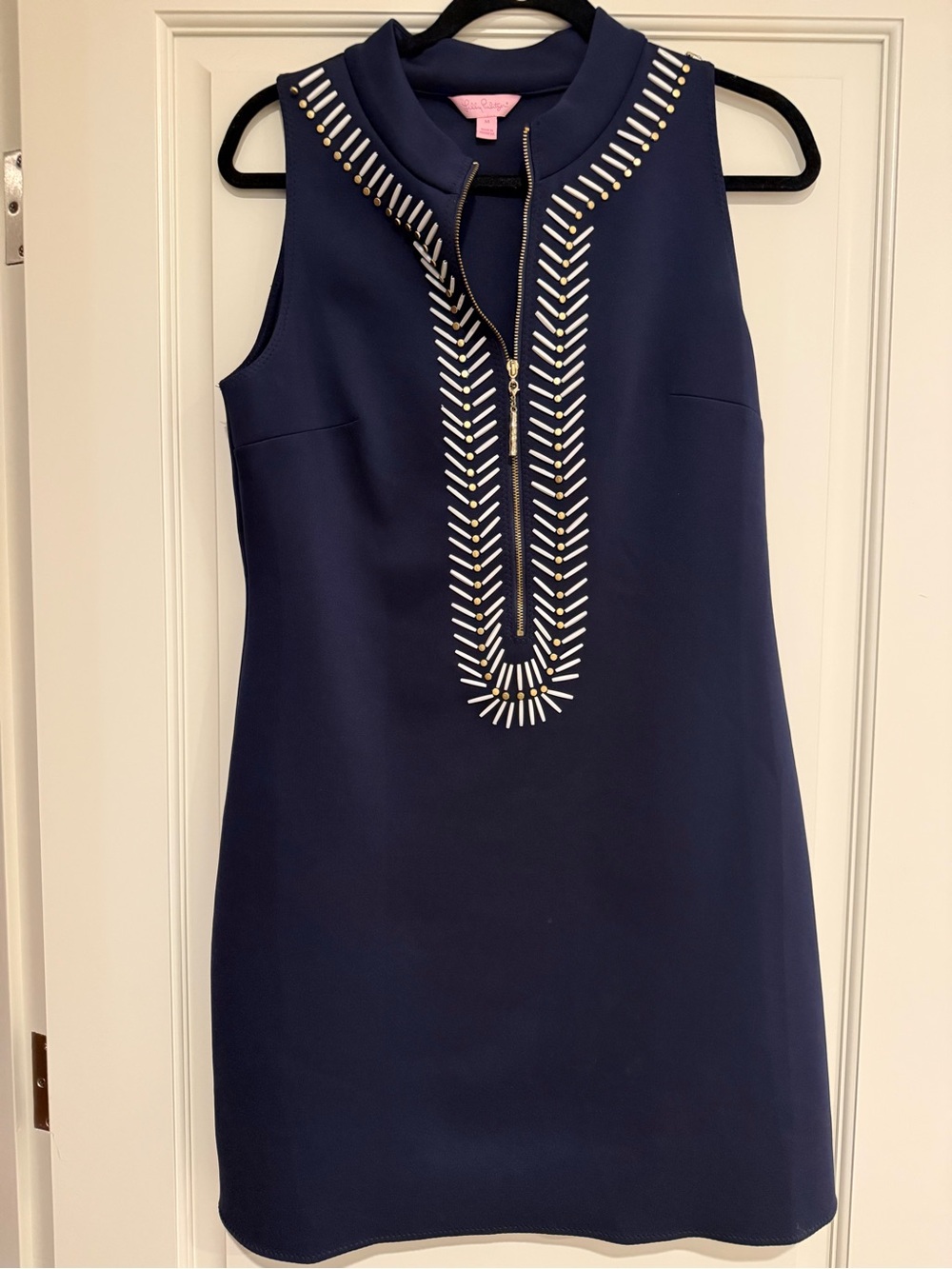 Lilly Pulitzer Navy Sleeveless Dress with Gold & White Accents